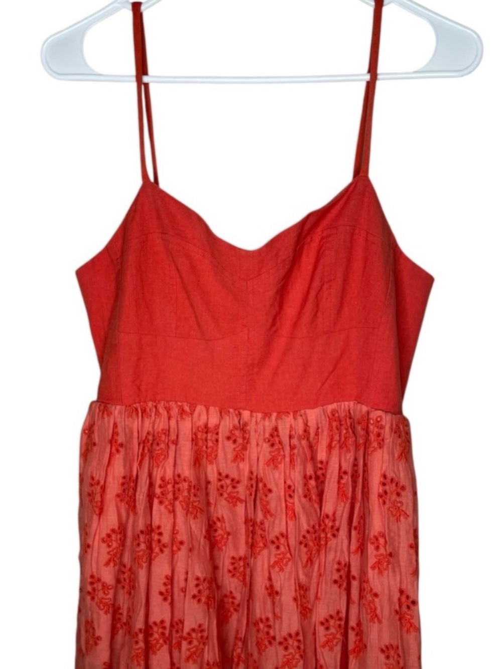 The GREAT. Camelia Dress orange/red Size 3/Large Eyelet 100% Cotton - Picture 6 of 13